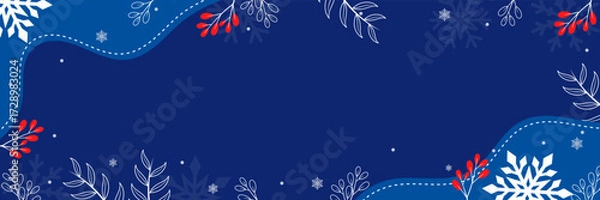 Fototapeta Winter-themed banner design featuring illustrations of winter snowfall and snowflakes