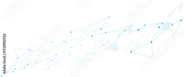 Fototapeta Vector white background with blue lines and dots.