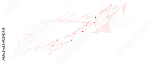 Fototapeta Vector white background with red lines and dots.