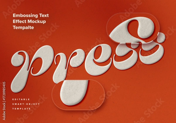 Fototapeta Embossing Text Effect Mockup Template