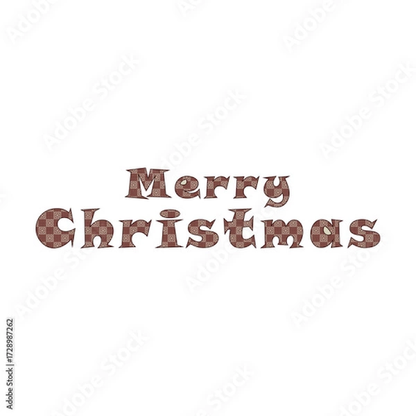 Obraz Rustic Merry Christmas Typography with Brown Checkered Pattern