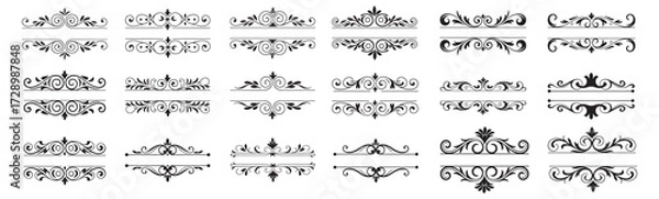 Fototapeta Hand Drawn Style Swirl Dividers and Frame Decoration vector