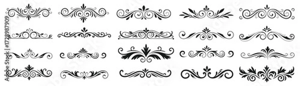 Fototapeta Elegant Border Elements with Ornamental Swirls vector
