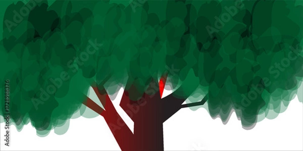 Fototapeta Vector PNG big tree growth standing cutout transparent background, nature, plant silhouette, isolated tree, environmental design, ecofriendly, green concept, nature growth.