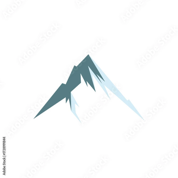 Fototapeta Minimal snowy peak. Sharp stylized mountain peak, alpine, outdoors, adventure.