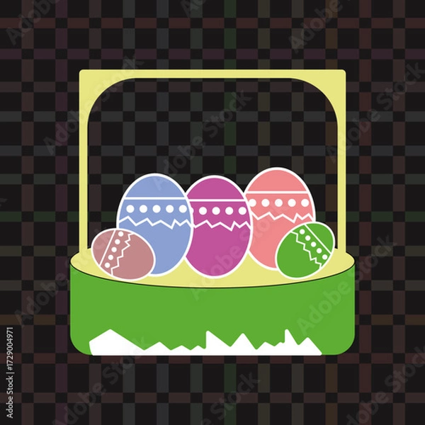 Obraz Easter greeting card with eggs, Easter eggs in a basket, Easter element, Happy Easter