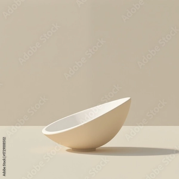 Fototapeta Minimalist White Object with Golden Accents Negative Space