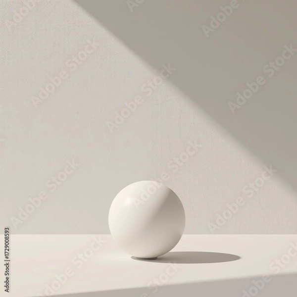 Fototapeta Minimalist White Geometric Object Negative Space背景