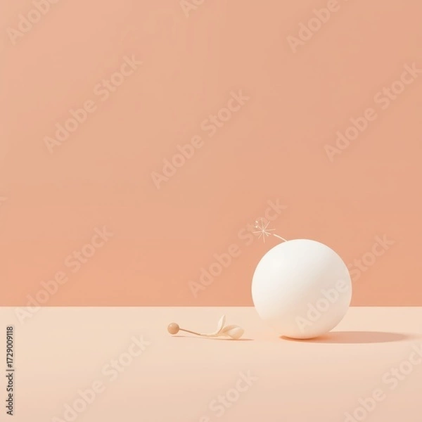 Fototapeta Minimalist White Object with Warm Sunlit Sparkles