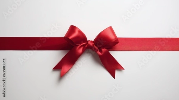 Fototapeta Elegant red ribbon and bow on a white background