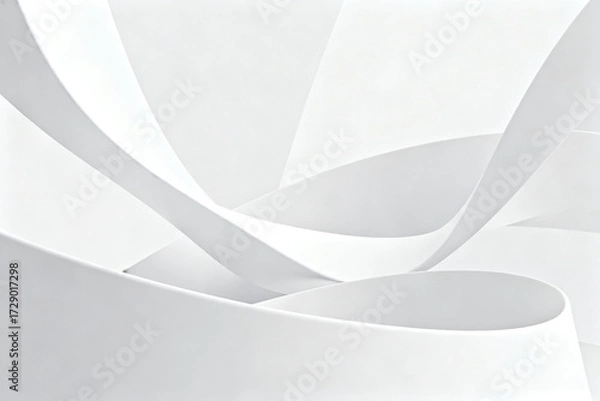 Fototapeta Abstract white flowing forms with smooth curves and soft shadows