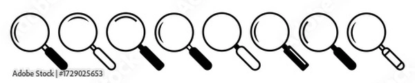 Fototapeta Magnifying glass or loupe sign set, magnifying sign, glass, magnifier search – stock vector