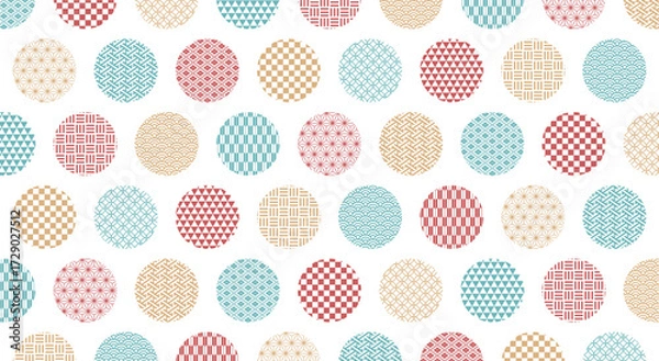 Fototapeta 和柄の水玉柄パターン