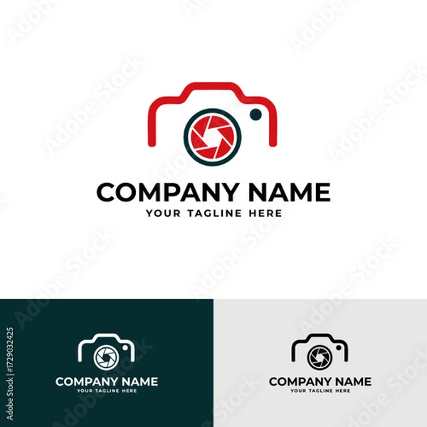 Fototapeta camera photography logo abstract design with lens template illustration