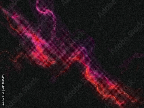 Fototapeta Abstract image of swirling, ethereal smoke or nebula-like formations in shades of red, pink, and purple against a dark background.