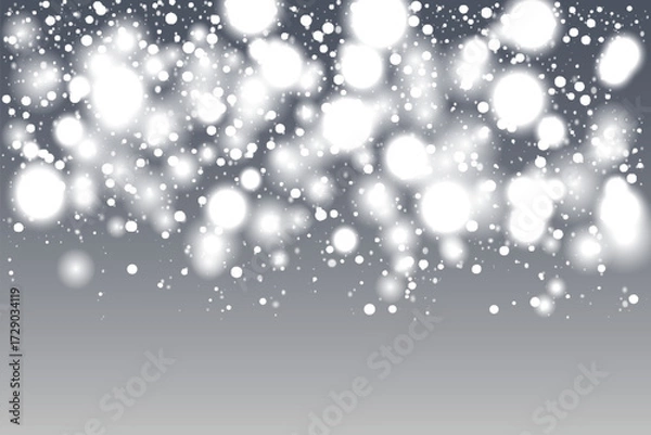 Fototapeta Snow on transparent background. Winter snowfall effect of falling white snow flakes and shining, New Year snowstorm or blizzard realistic backdrop. Christmas or Xmas holidays.
