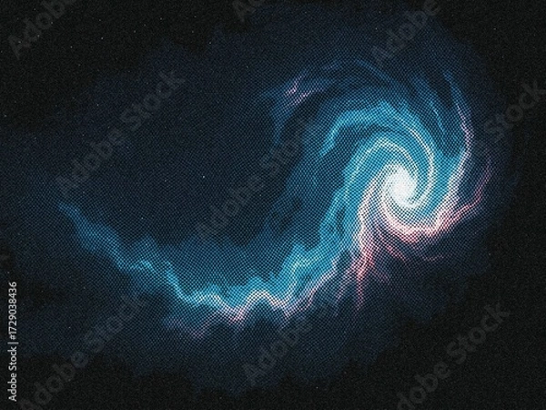 Fototapeta A swirling, ethereal vortex of blue and white light emanates from a central point in the dark expanse of space.