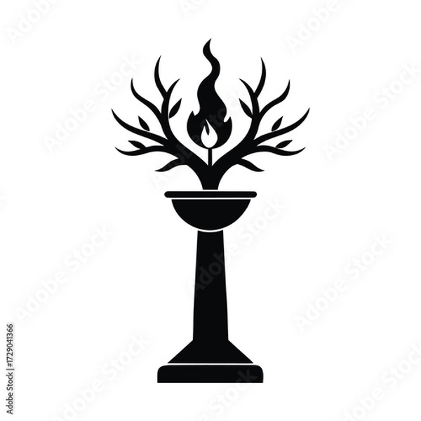Fototapeta  Diya Flame as Trunk and Branches Silhouette Illustration