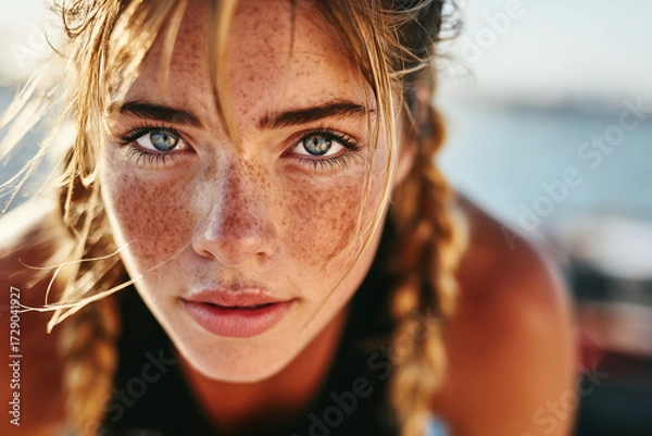 Obraz Beautiful woman training outdoors in the sunlight