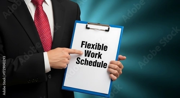 Fototapeta Businessman Holding Flexible Work Schedule Document