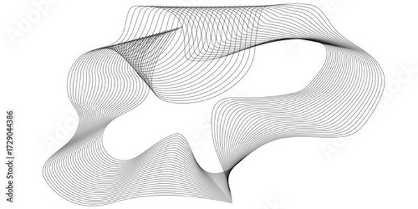 Fototapeta Elegant black wave line pattern with curved abstract,  digital futuristic technology concept banner background, abstract black wave with futuristic line art isolated banner design.