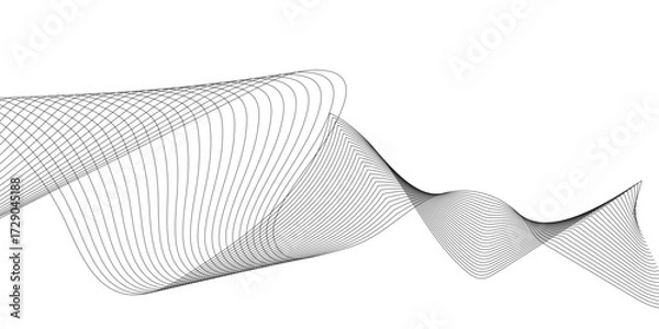 Fototapeta Elegant black wave line pattern with curved abstract,  digital futuristic technology concept banner background, abstract black wave with futuristic line art isolated banner design.