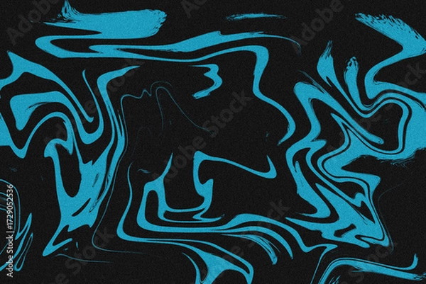 Fototapeta Abstract blue and black marbled background with a swirling liquid effect and a grainy texture