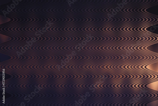 Fototapeta Abstract textured background with wavy lines and a gradient of dark purple to warm brown tones, creating a sense of depth and movement