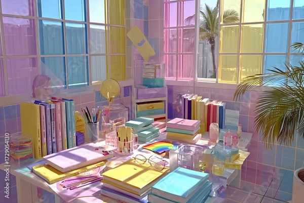 Obraz table in the office in colors