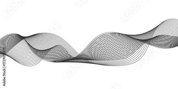 Fototapeta Elegant black wave line pattern with curved abstract,  digital futuristic technology concept banner background, abstract black wave with futuristic line art isolated banner design.