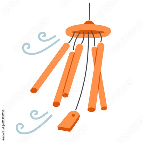 Fototapeta wind chime in flat style.Illustration for banner postcard design print sticker poster background