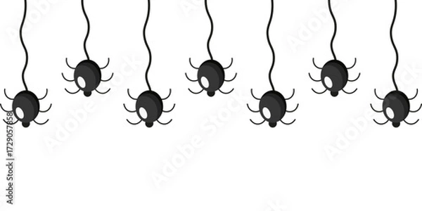 Fototapeta Halloween spider Frame. Vector illustration of Frame from spiders on the thread of web isolated transparent background. Perfect Halloween banner Frame layout. EPS 10