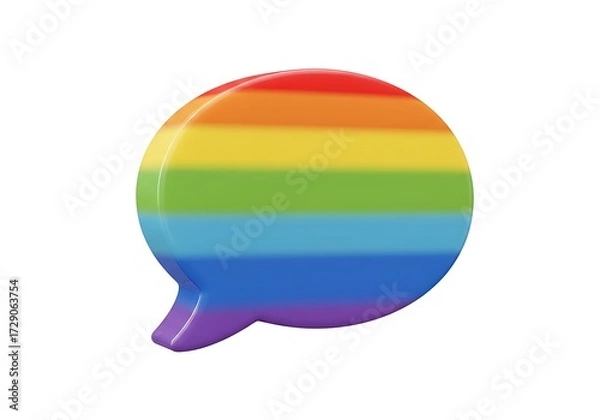 Fototapeta Rainbow speech bubble isolated on white background represents communication