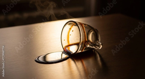 Obraz coffee cup spilled on the table