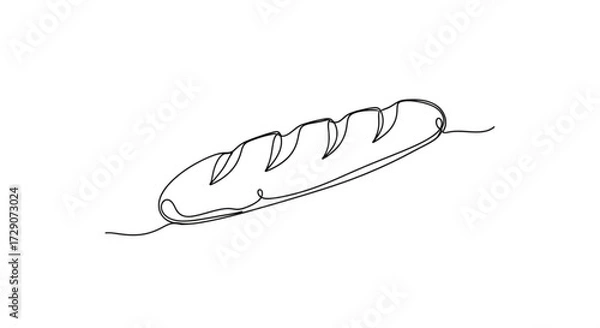 Fototapeta Minimalist line drawing of a fresh loaf of bread, showcasing its texture and shape, emphasizing simplicity and elegance in culinary art and design	