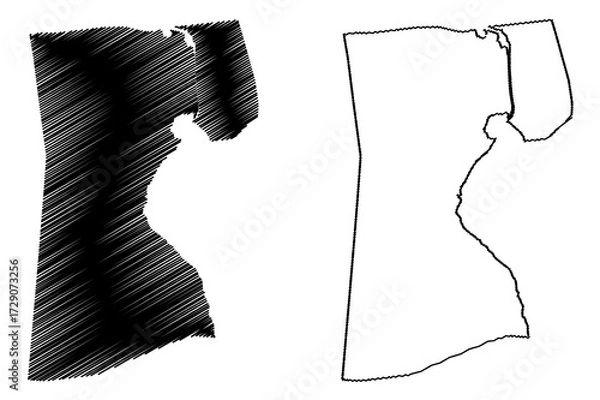 Obraz Suez Governorate (Governorates of Egypt, Arab Republic of Egypt) map vector illustration, scribble sketch Suez map