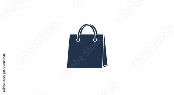 Fototapeta Illustration of a dark blue shopping bag with handles and a white background in a simple design