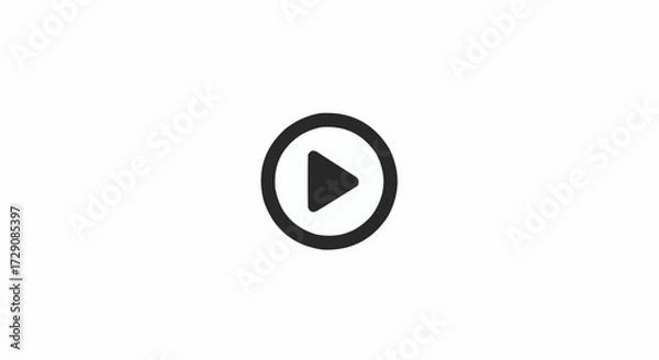 Fototapeta Illustration of a simple play button icon with a triangle inside of a circle shape on a white background