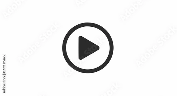 Fototapeta Illustration of a circular play button with a triangle inside on a white background centered view