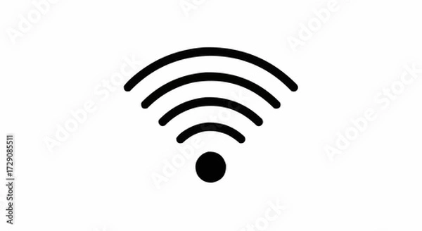 Fototapeta Illustration of a wifi signal icon with four curved lines above a circular base point indicator