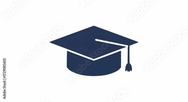Fototapeta Illustration of a blue graduation cap with a tassel and a white border on a white background