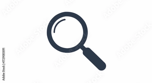 Fototapeta Illustration of a simple dark blue magnifying glass with a handle on a white background image view