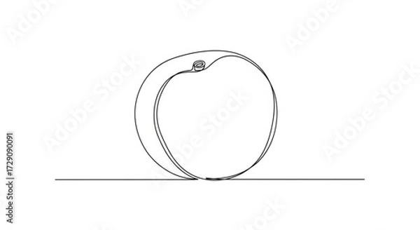 Fototapeta Minimalist line drawing of a round fruit, showcasing smooth curves and elegant simplicity, representing freshness and natural beauty in artistic form	