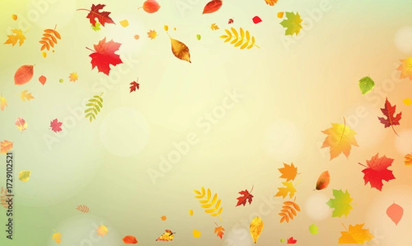 Fototapeta Autumn Border With Colorful Leaves