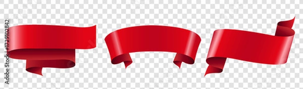 Fototapeta Red Ribbons Set With Isolated Transparent Background