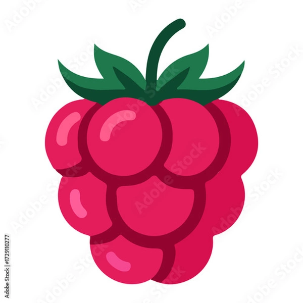 Fototapeta Raspberry Fruits Vector Illustration – Juicy Red Berry Graphic Design for Healthy Food, Organic Farm, and Nature Concepts