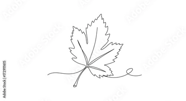 Fototapeta Minimalist line art illustration of a single leaf, showcasing intricate details and natural curves, perfect for eco-friendly design projects and nature-themed artwork	