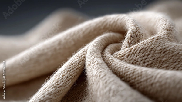 Fototapeta Close up fabric surface background with natural threads fibers and creases showcasing textile irregularities and depth enhanced by soft lighting for abstract design and fashion industry visuals