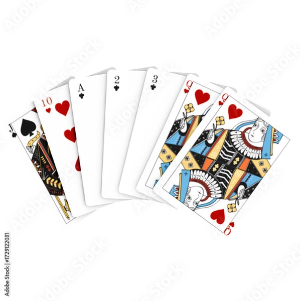 Fototapeta 3d render playing cards poker deck queen with transparent background
