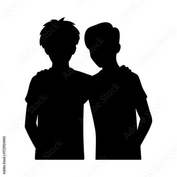 Fototapeta Vector silhouettes of a best friend